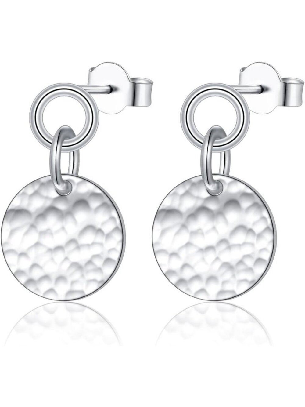 Sterling Silver Disc Dangle Drop Earrings for Women - Elegant Circle Design